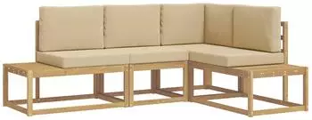 vidaXL Outdoor-Sofagarnitur 3-teilig, Polyester, wei&szlig; und beige (3388187)
