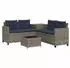 vidaXL Gartensofa L-förmig mit Tisch und Kissen, grau, Polyrattan (369034)