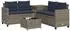 vidaXL Gartensofa L-förmig mit Tisch und Kissen, grau, Polyrattan (369034)