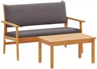 vidaXL Gartensofa-set mit Kissen 2 pcs Anthrazit Massivholz Akazie
