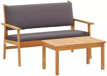 vidaXL Gartensofa-Set mit Kissen, Akazienholz, anthrazit (4106583)
