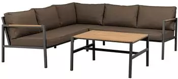 Brafab Cap Sofagruppe 5-Sitzer anthrazit/braun, Aluminium, inkl. Couchtisch & Kissen (214x214cm)
