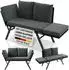 Juskys Polyrattan Multifunktionsbank Calvia Schwarz/Grau/Creme