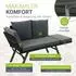 Juskys Polyrattan Multifunktionsbank Calvia Schwarz/Grau/Creme