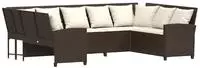 vidaXL Gartensofa mit Kissen Braun Poly Rattan