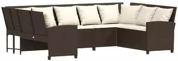 vidaXL Gartensofa mit Kissen, Poly Rattan, braun (3365330)