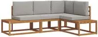 4 Stk. Outdoor-sofagarnitur Massives Akazienholz Und Polyester Vidaxl