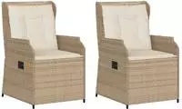 Vidaxl Garden Bench 2 Pcs Beige Poly Rattan