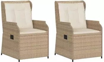 vidaXL Gartenbank Poly-Rattan, beige, 2er-Set