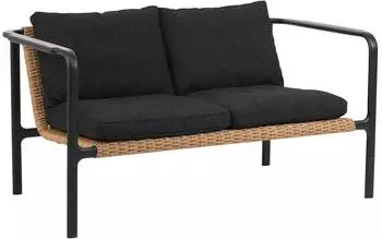 Brafab Motty 2-Sitzer Gartensofa Aluminium & Polyrattan, schwarz