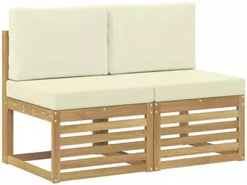 vidaXL Outdoor Mittelsofa 2-teilig Akazienholz weiß (901499)