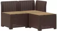 vidaXL 3-Sitzer Garten Sofa mit Kissen Rattan-Look PP Braun