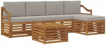 vidaXL Outdoor-Sofagarnitur 6-tlg. Akazienholz, hellgrau (3374706)