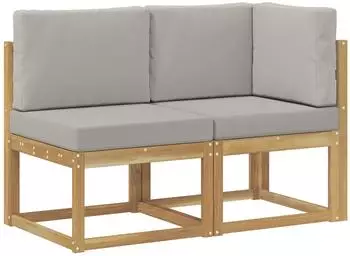 vidaXL Outdoor Mittel- und Ecksofa 2-teilig, wei&szlig;, Akazien-Massivholz (901474)