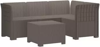 vidaXL 4-Sitzer Garten-Sofa Rattan-Look PP hellgrau (3443997)