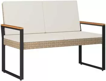 vidaXL Gartenbank 2-Sitzer Poly-Rattan beige/cremewei&szlig; 107x61x80cm (42025339)