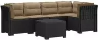 vidaXL 5-Sitzer Gartensofa mit Kissen Rattan-Look PP Anthrazit