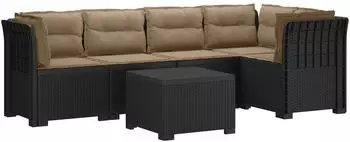 vidaXL Gartensofa 5-Sitzer Rattan-Look PP anthrazit (3444088)