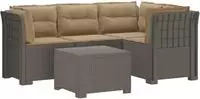 vidaXL 4-Sitzer Garten Sofa mit Kissen Rattan Look PP Hellgrau
