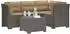 vidaXL 4-Sitzer Garten-Sofa mit Kissen, Rattan-Look PP, hellgrau (3444028)