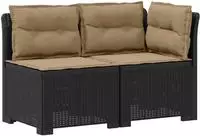 vidaXL 2-Sitzer Garten-Sofa mit Kissen Rattan-Look PP Anthrazit