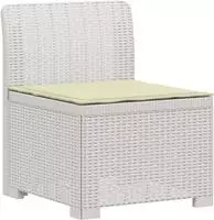 vidaXL 1-Sitzer Garten-Sofa mit Kissen Rattan-Look PP Wei&szlig;