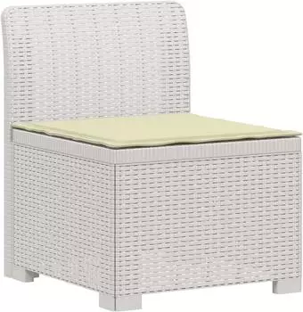 vidaXL Garten-Sofa 1-Sitzer mit Kissen, Rattan-Look PP, wei&szlig; (8011788)