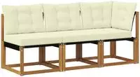 vidaXL 3 stk. Outdoor Mittel- und Ecksofa Natur