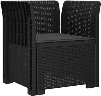 vidaXL Sessel 1-Sitzer mit Kissen Rattan-Look PP anthrazit (8011853)