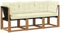 vidaXL 3 stk. Outdoor Mittel- und Ecksofa Natur