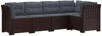 vidaXL Gartensofa 5-Sitzer Rattan-Look PP braun (3444057)
