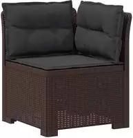 vidaXL 1-Sitzer Garten-Sofa mit Kissen Rattan-Look PP Braun