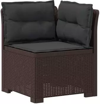 vidaXL Garten-Sofa 1-Sitzer Rattan-Look PP braun mit Kissen (8011837)