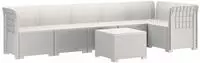 vidaXL 6-Sitzer Garten Sofa Rattan Look PP Wei&szlig;