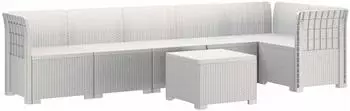vidaXL Garten-Sofa 6-Sitzer Rattan-Look PP wei&szlig; (3444104)
