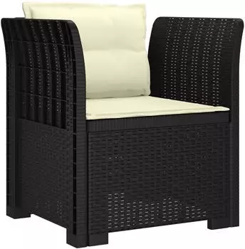vidaXL 1-Sitzer Sessel mit Kissen, Rattan-Look PP, anthrazit (8011868)