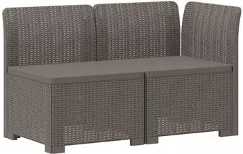 vidaXL 2-Sitzer Garten-Sofa Rattan-Look PP hellgrau (8011923)