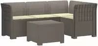 vidaXL 4-Sitzer Garten Sofa mit Kissen Rattan Look PP Hellgrau