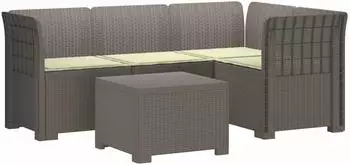 vidaXL 4-Sitzer Gartensofa mit Kissen, Rattan-Look, PP, hellgrau (3444010)