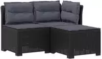 vidaXL 3-Sitzer Garten Sofa mit Kissen Rattan-Look PP Anthrazit