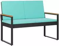 vidaXL Bank Outdoor 2 -Seater 107 x 61 x 80 cm Poly-Rattan Rechteckig