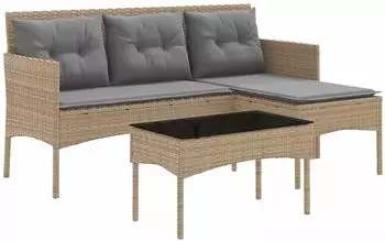 vidaXL Gartensofa-Set 2-tlg. Poly-Rattan beige (4103806)