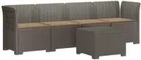 vidaXL 4-Sitzer Gartensofa mit Kissen Rattan Look PP Hellgrau