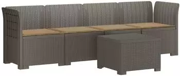 vidaXL 4-Sitzer Gartensofa mit Kissen, Rattan-Look, PP, hellgrau (3443868)