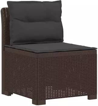 vidaXL Garten-Sofa 1-Sitzer Rattan-Look PP braun mit Kissen (8011801)