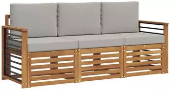 vidaXL Gartenlounge-Set 3-tlg. Akazienholz, hellgrau (3374301)