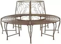 vidaXL Baumbank 8-Sitzanzahl &Oslash; 160 x 89 cm Stahl Antikbraun Rund