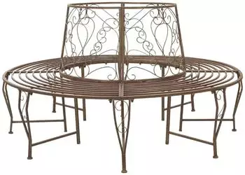 vidaXL Baumbank rund 8-Sitzer &Oslash;160x89cm Stahl antikbraun (42029533)