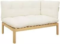 vidaXL Ecksofa Einheit Helles Akazie und cremewei&szlig; Akazienholz