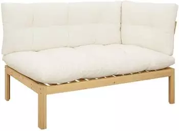 vidaXL Ecksofa-Einheit Akazienholz hell, cremewei&szlig; (42026774)